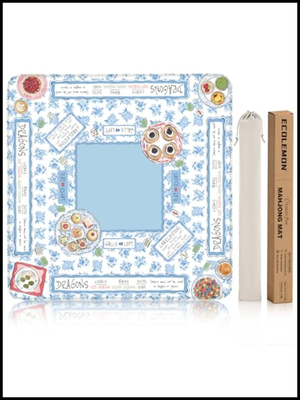 Crease-Free Mahjong Mat with Rules, Non-Slip Rubber Backing, Noise-Reducing,